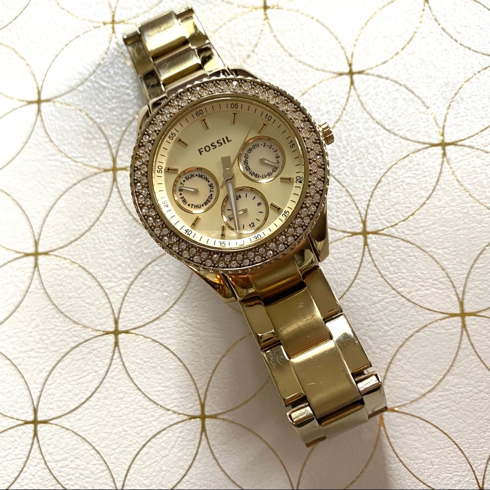 Gold Fossil Watch